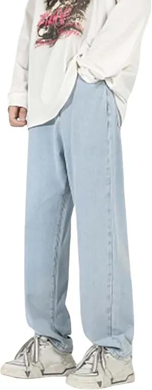 Jeans for Men Stretch Fit Casual Aesthetic Jeans Straight Leg Pants Lightweight Loose Stretch Denim Pants Trousers