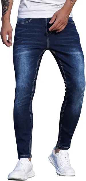 Jeans for Men Stretch Fit Classic Vintage Straight Skinny Leg Denim Pants Slim Jeans Trousers Mulit Pockets