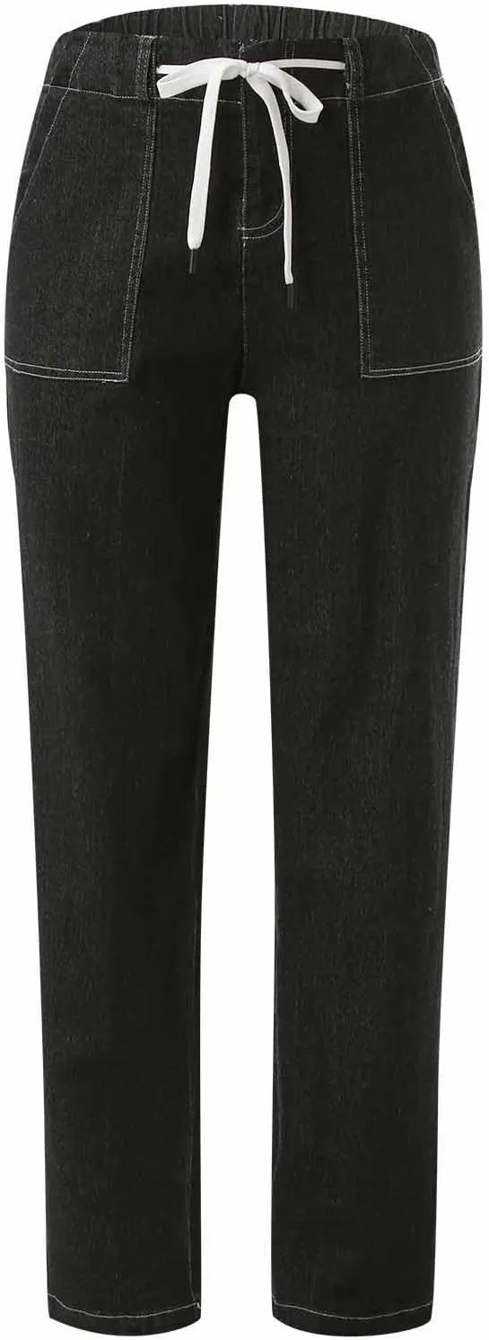 Jeans for Women Stretch Ankle Bootcut Jeans Drawstring Waisted Straight Leg Jeans Trendy Loose Fit Denim Pants Y2k