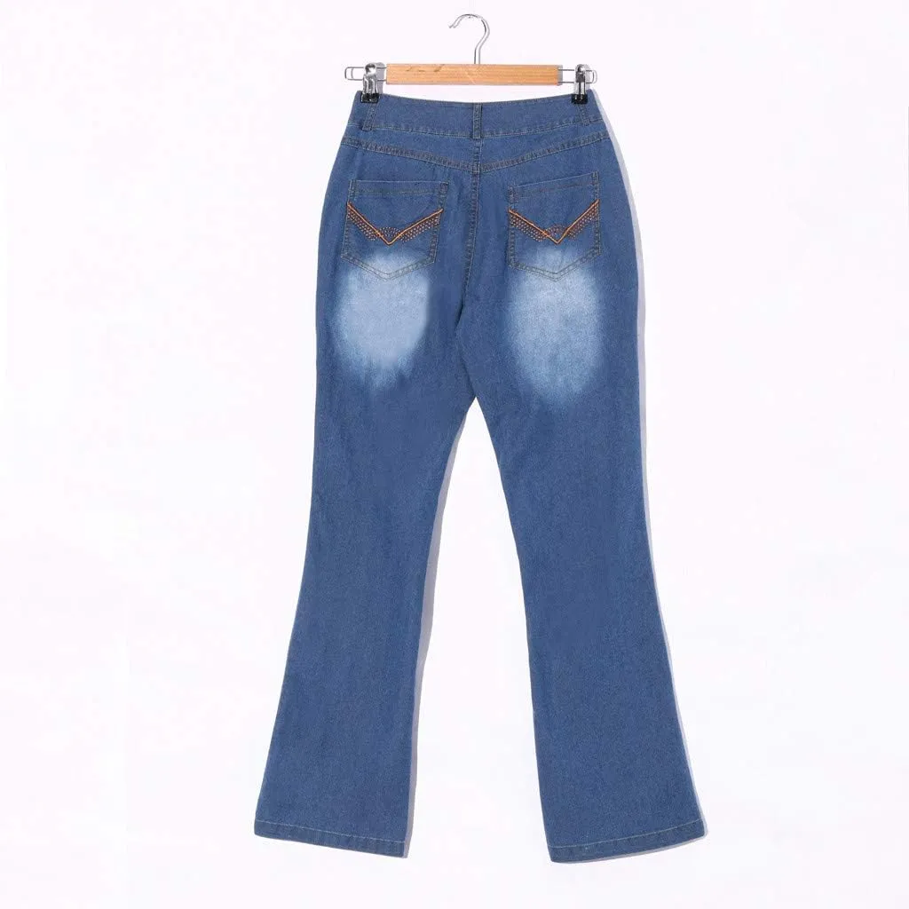 Jeans Up Trousers Womens Jeans Poket Pants Mid Casual Denim Lace Women's Jeans Jeans Womens Jeans Jeans