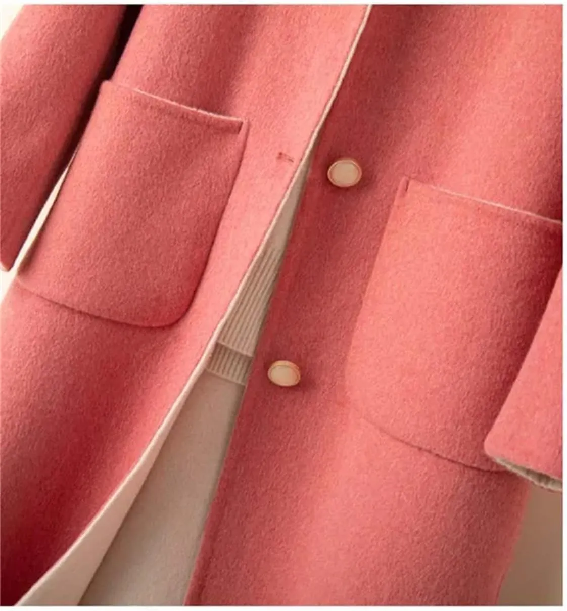 Jegsnoe Women's Single Breasted Woolen Coat Woolen Jacket Wool Blend Outerwear