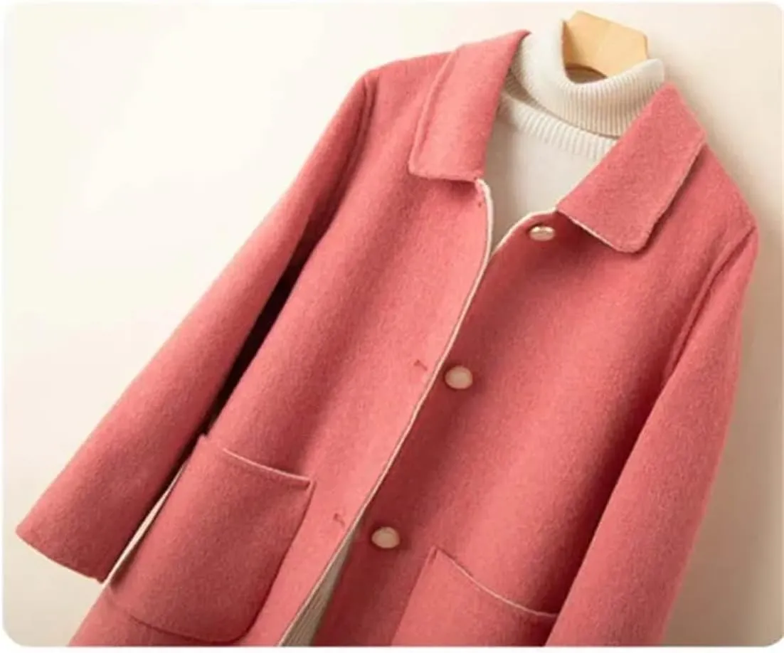 Jegsnoe Women's Single Breasted Woolen Coat Woolen Jacket Wool Blend Outerwear