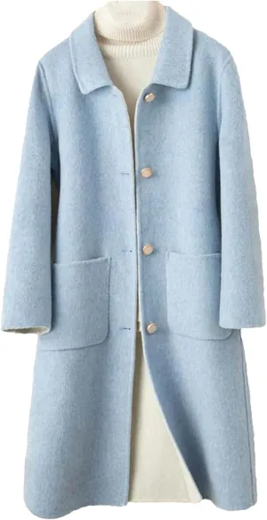 Jegsnoe Women's Single Breasted Woolen Coat Woolen Jacket Wool Blend Outerwear