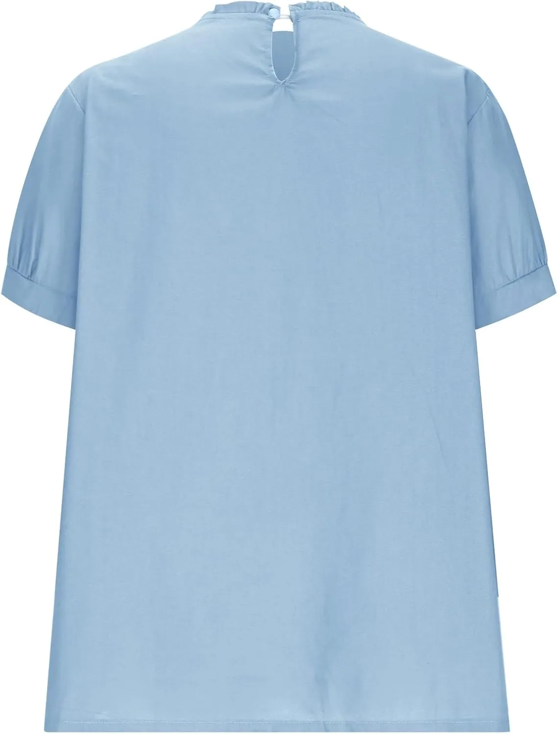 JOAU Women's Cotton Linen Short Sleeve Ruffle Shirts 2025 Summer Loose Casual V Neck Blouse Dressy Boho Beach Tunic Tops