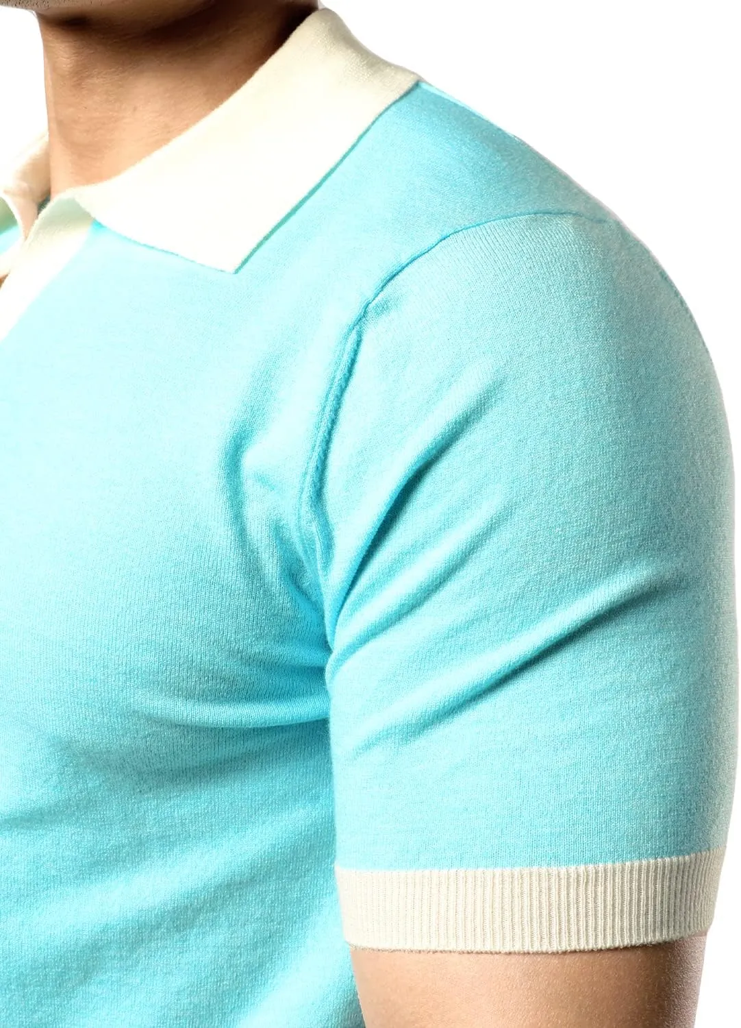 JOGAL Mens Knit Polo Shirts Vintage Short Sleeve Sweater Polo Muscle Slim Fit Golf Shirts