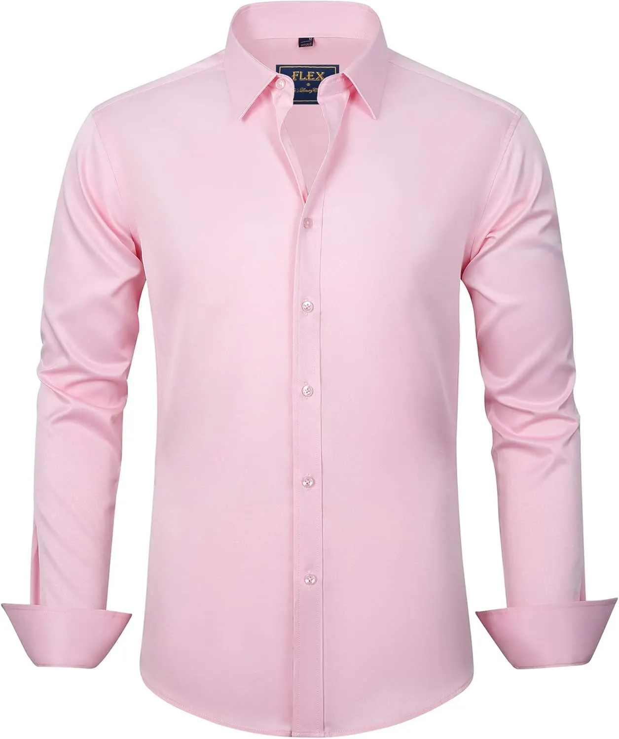 J.VER Men's Dress Shirts Solid Long Sleeve Stretch Wrinkle-Free Formal Shirt Business Casual Button Down Shirts