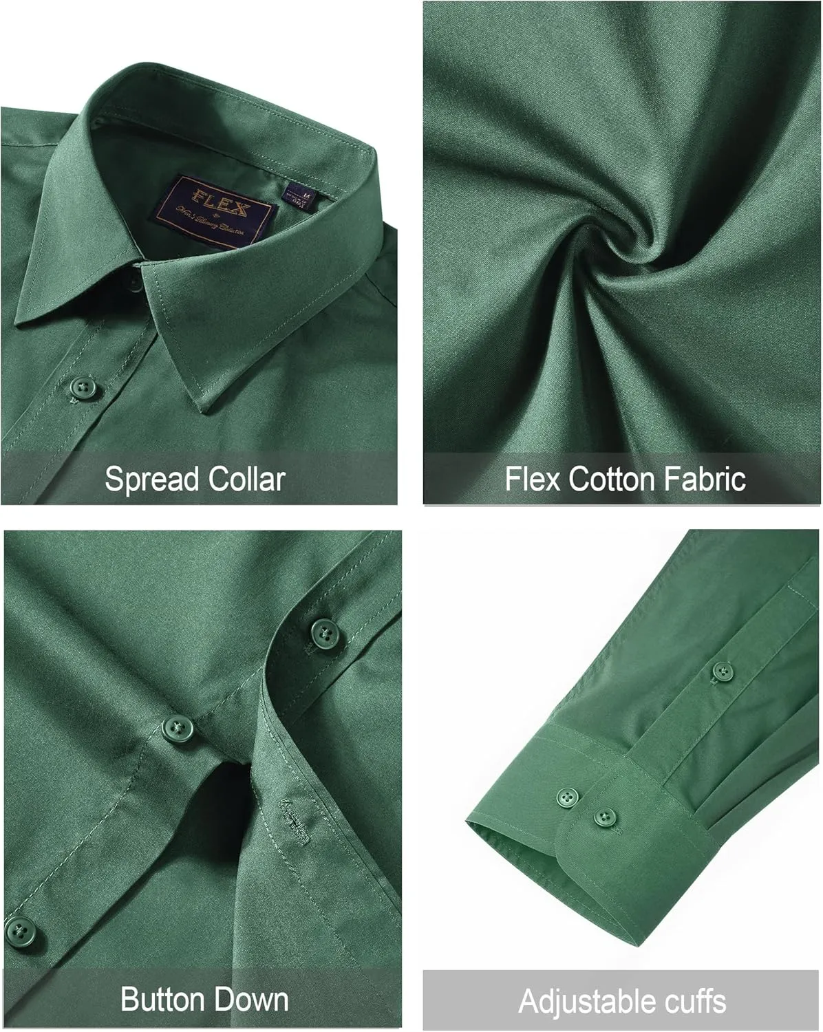 J.VER Men's Dress Shirts Stretch Stain Shield Long Sleeve Solid Formal Shirt Business Casual Button Down Shirts