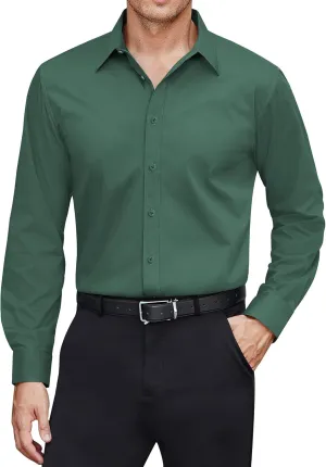 J.VER Men's Dress Shirts Stretch Stain Shield Long Sleeve Solid Formal Shirt Business Casual Button Down Shirts