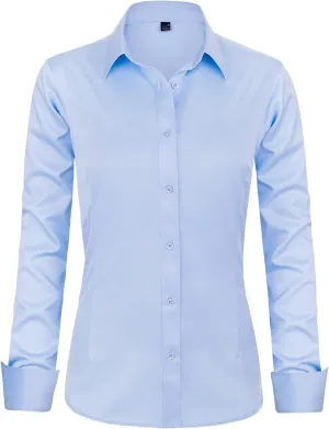 J.VER Womens Dress Shirts Long Sleeve Button Down Shirts Wrinkle-Free Solid Work Blouse