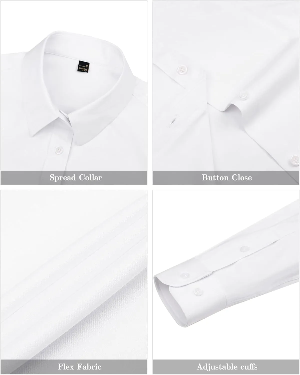 J.VER Womens Dress Shirts Long Sleeve Button Down Shirts Wrinkle-Free Solid Work Blouse