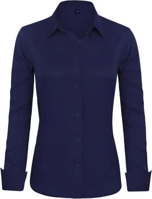 J.VER Womens Dress Shirts Long Sleeve Button Down Shirts Wrinkle-Free Solid Work Blouse