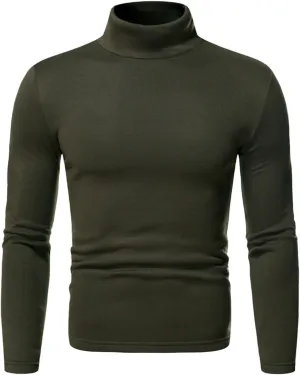 Kaniem Mens Turtleneck Sweater Turtleneck Long Stretch Blouse Solid Fit Bottoming Top Men's blouse Ribbed High