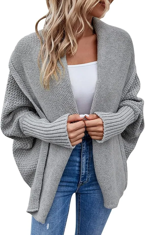KELYWELL Oversized Cardigan Sweaters for Women's Chunky Knit Kimono Slouchy Wrap Batwing Open Front Outwear Coat
