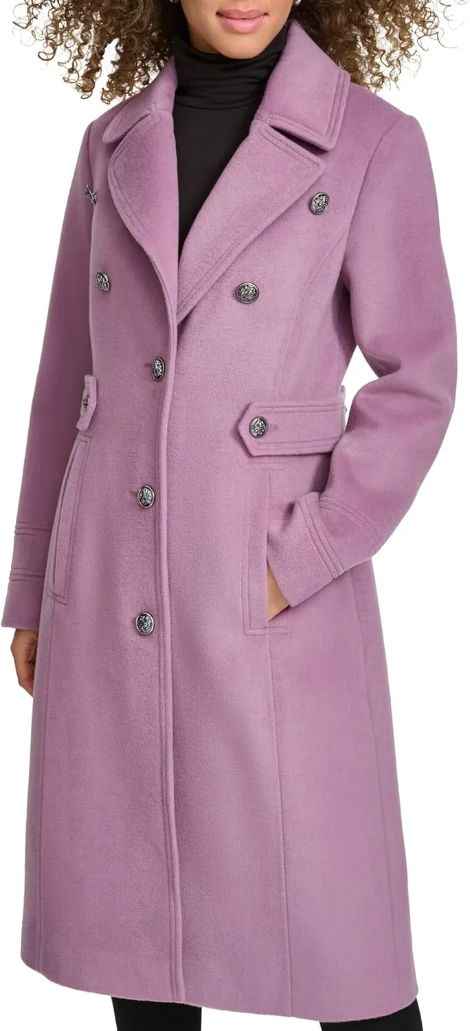 Kenneth Cole Women's Military Wool Blend Overcoat