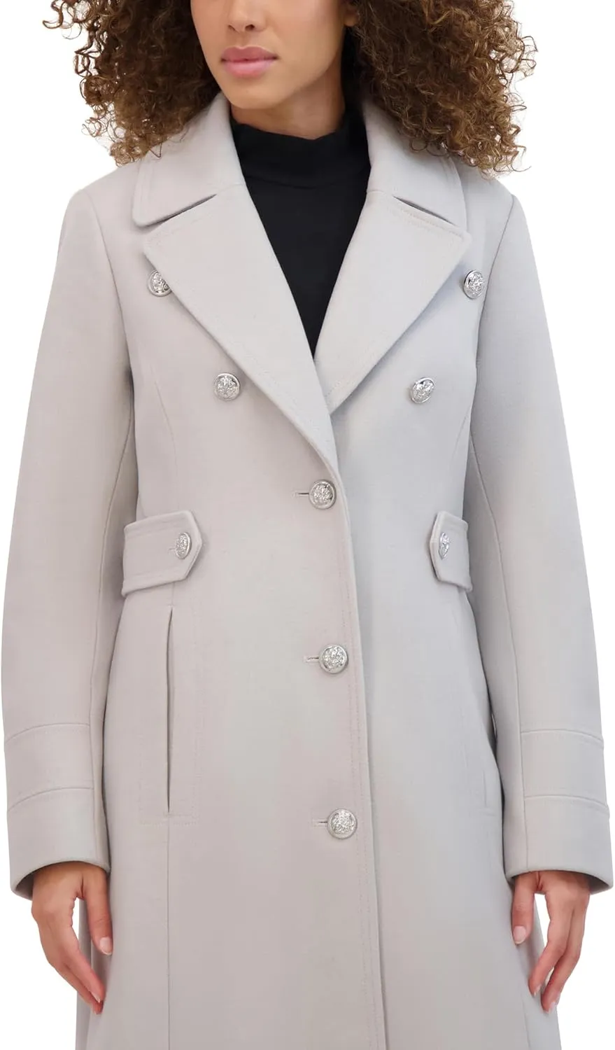 Kenneth Cole Women's Military Wool Blend Overcoat