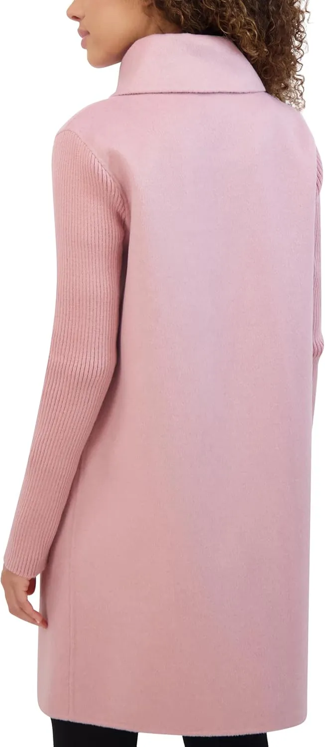 Kenneth Cole Women's Oversized Collar Full Length Wool Blend Jacket