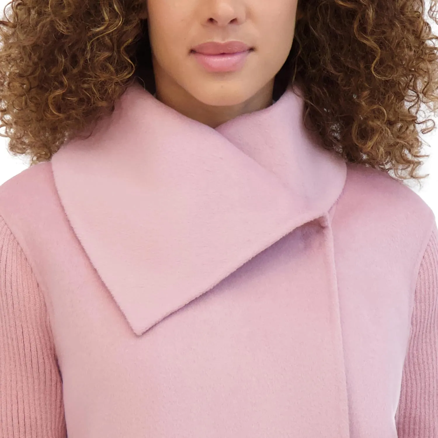 Kenneth Cole Women's Oversized Collar Full Length Wool Blend Jacket