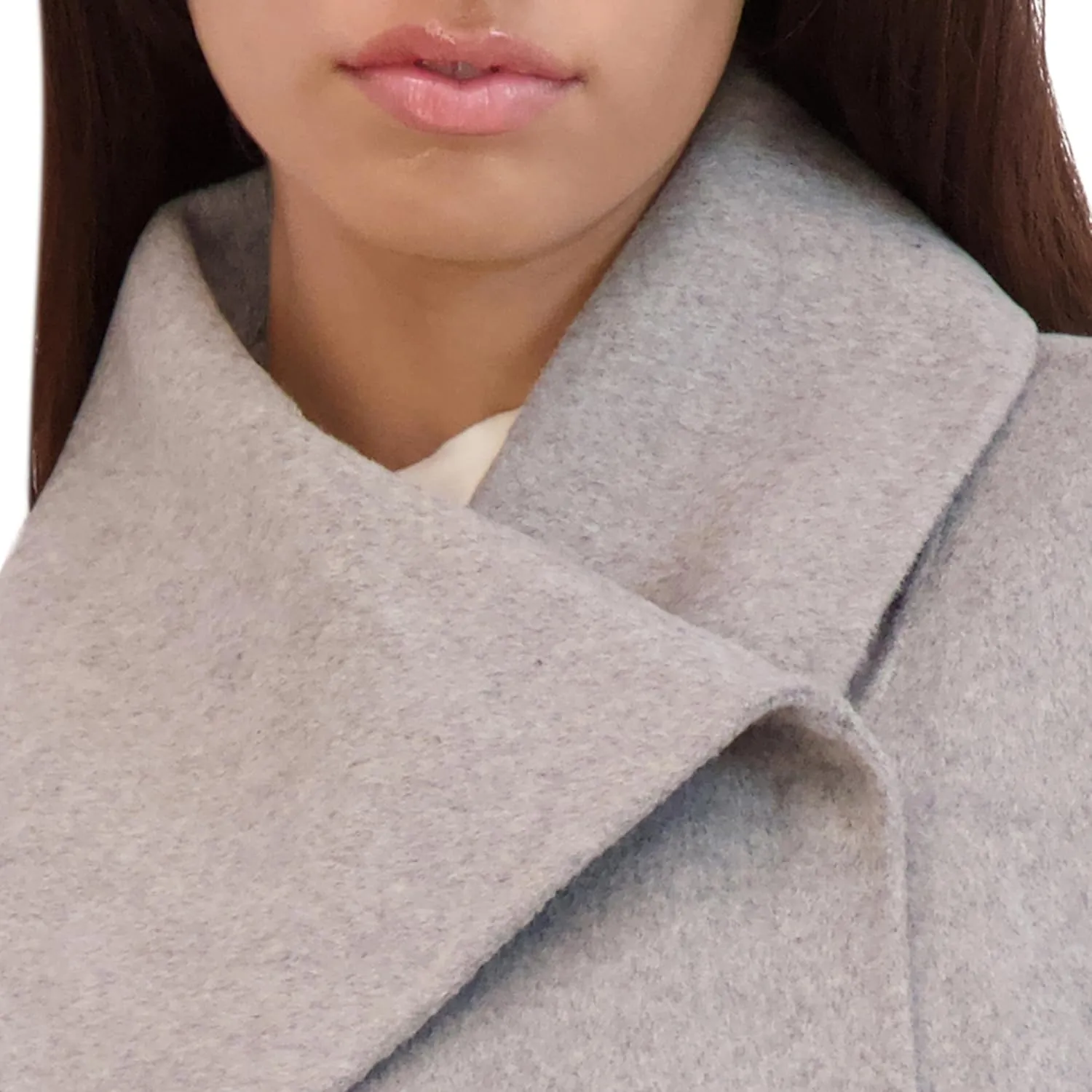 Kenneth Cole Women's Oversized Collar Full Length Wool Blend Jacket