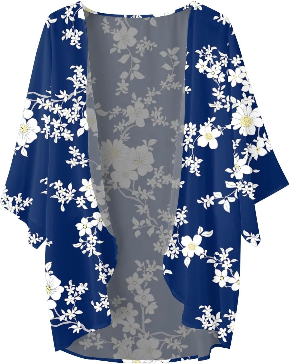 Kimonos for Women Plus Size Lightweight Floral Printed Tops Casual 3/4 Sleeve Summer Cardigan Casual Lightweight