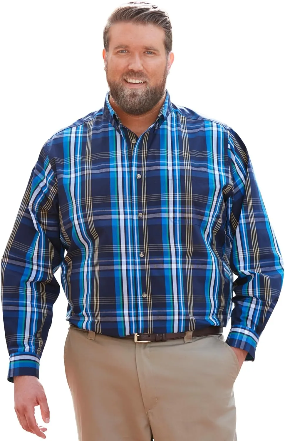 KingSize Men's Big & Tall Long Sleeve Wrinkle Free Sport Shirt
