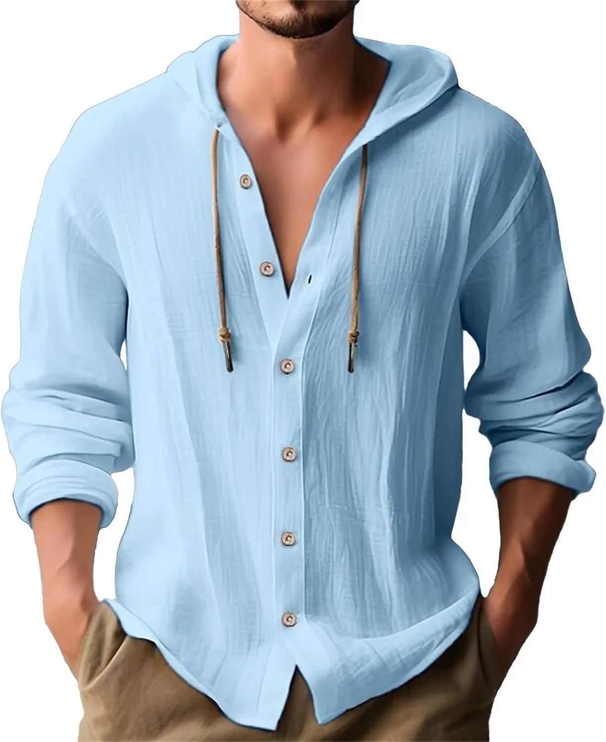 LCMTWX Men's Button Down Shirts Cotton Long Sleeve Long Sleeved Solid Color Cotton Linen Shirt T Shirts for Man Shirts for