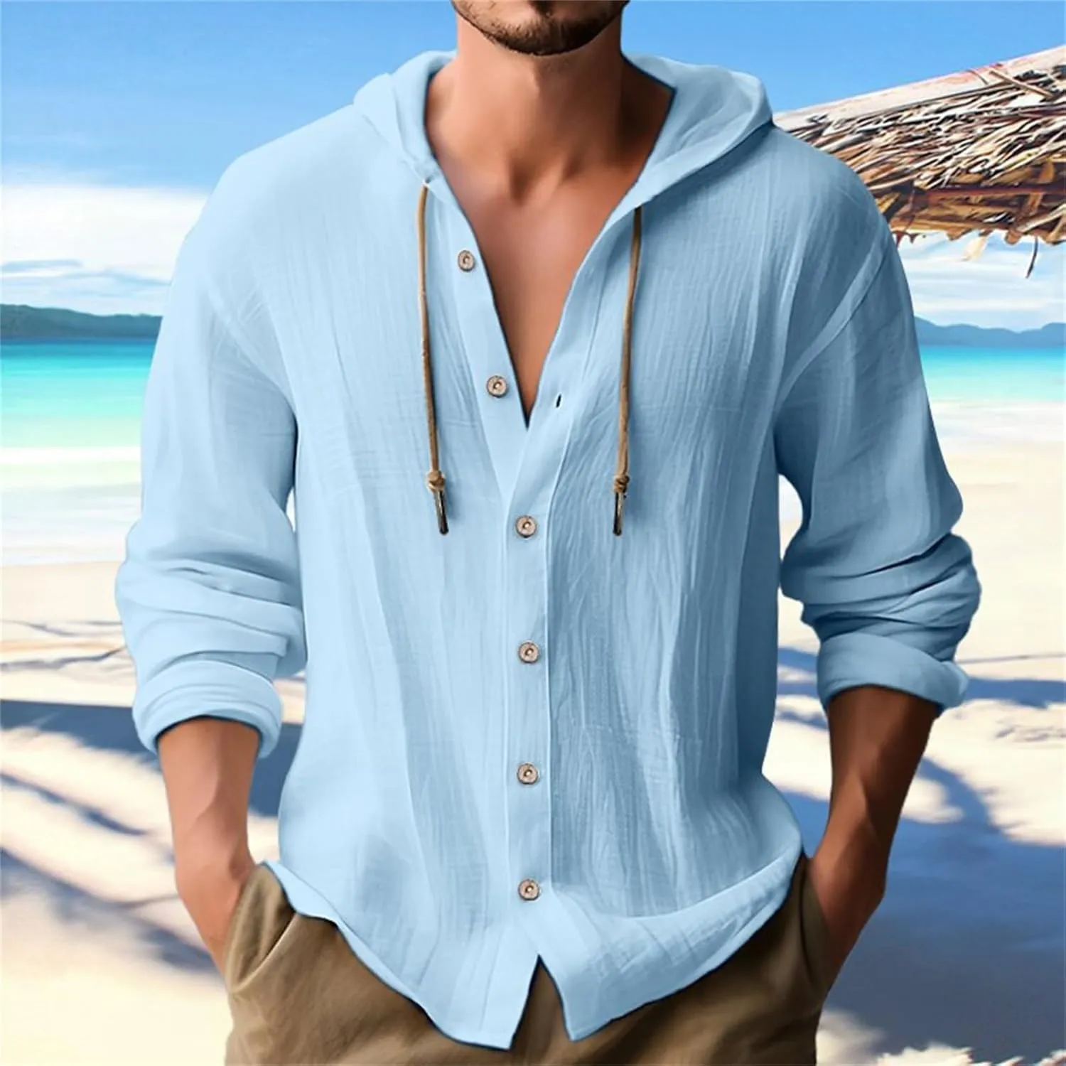 LCMTWX Men's Button Down Shirts Cotton Long Sleeve Long Sleeved Solid Color Cotton Linen Shirt T Shirts for Man Shirts for