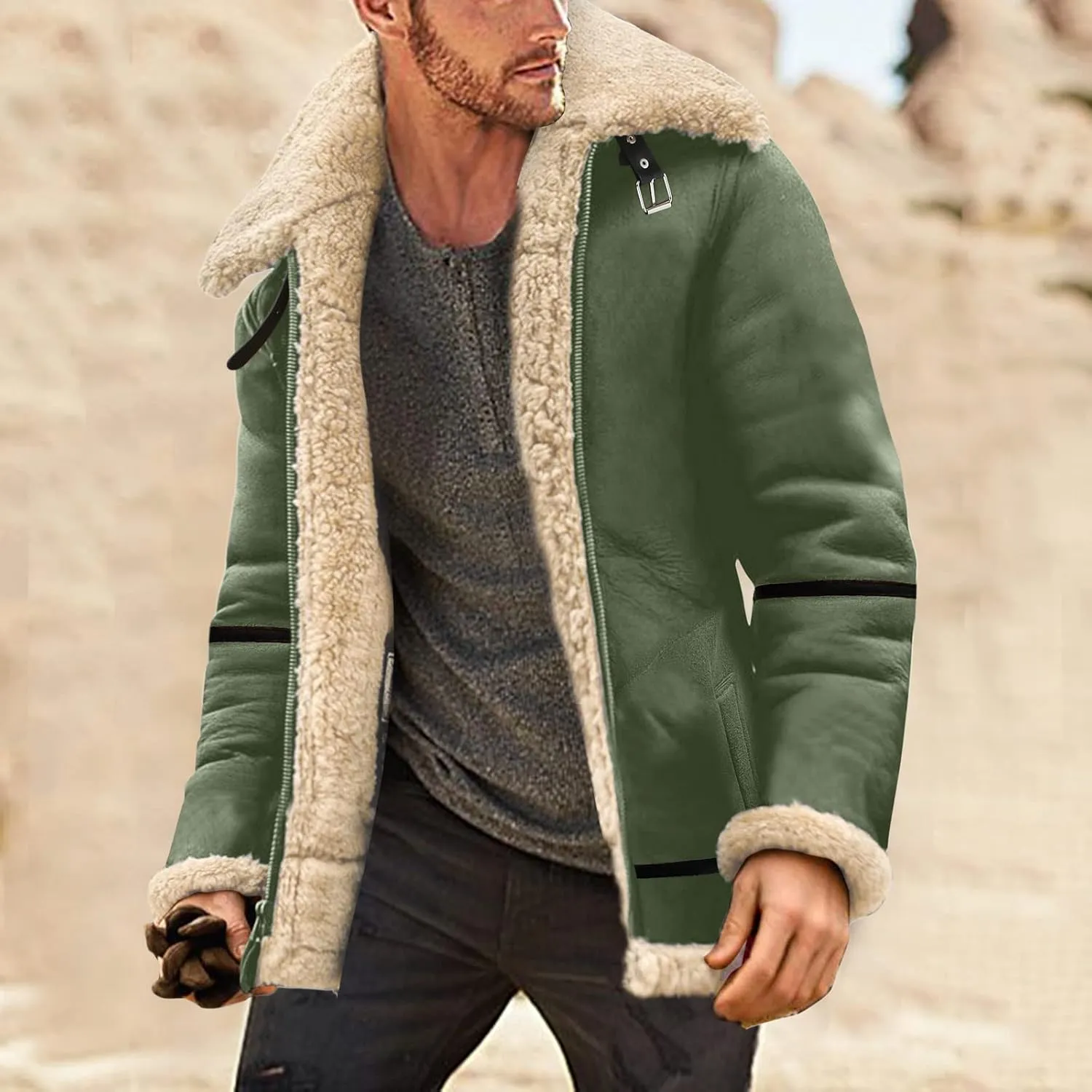 LCMTWX Men's Winter Thickened Warm Coats Stand Collar Knitted Splice Sweater Coat Casual Cardigan Stylish Mens Winter