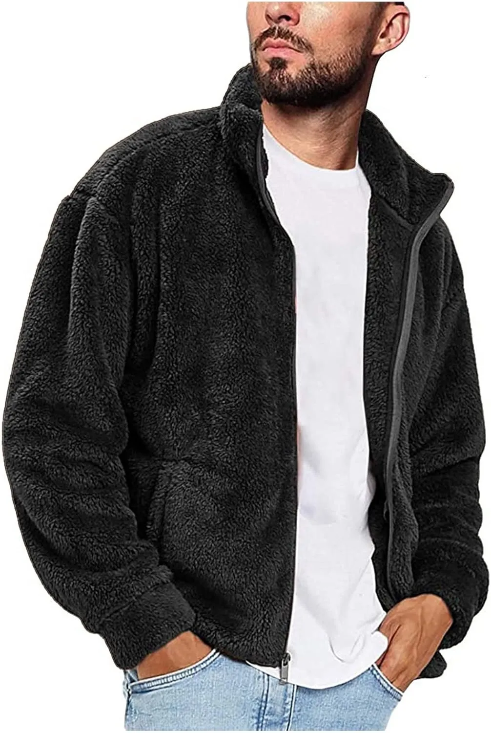 LCMTWX Winter Coats for Men Jacket Stand Collar Knitted Splice Sweater Coat Casual Cardigan Stylish Outwear Men's Thick