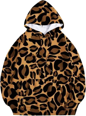 Leopard Sweatshirt for Women Fall Fashion 2024 Oversized Leopard Print Top Oversized Long Sleeve Crew