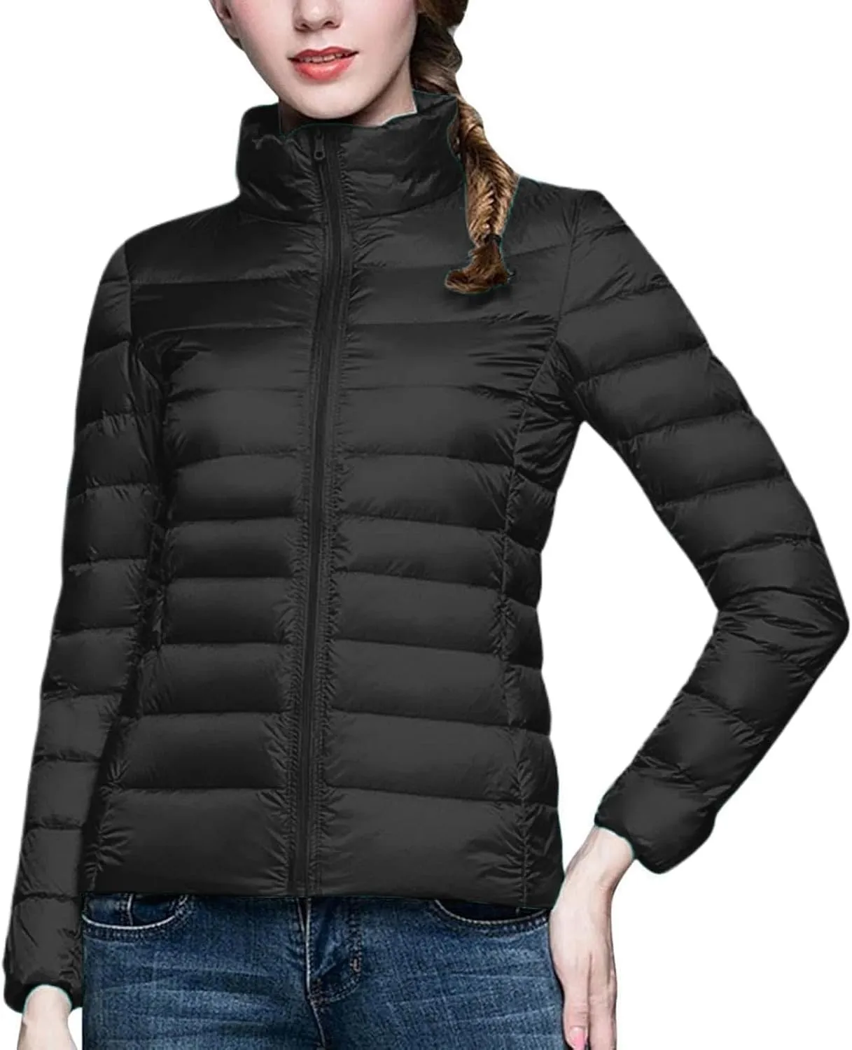 Lightweight Puffer Jacket Women Packable Down Puffy Coat with Hood Zip Warm Bubble Jackets Short 2024 Fall Winter