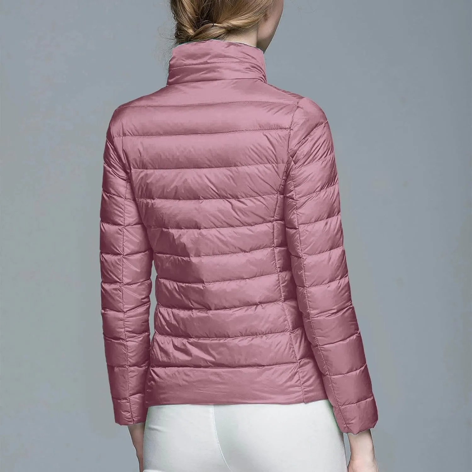 Lightweight Puffer Jacket Women Packable Down Puffy Coat with Hood Zip Warm Bubble Jackets Short 2024 Fall Winter