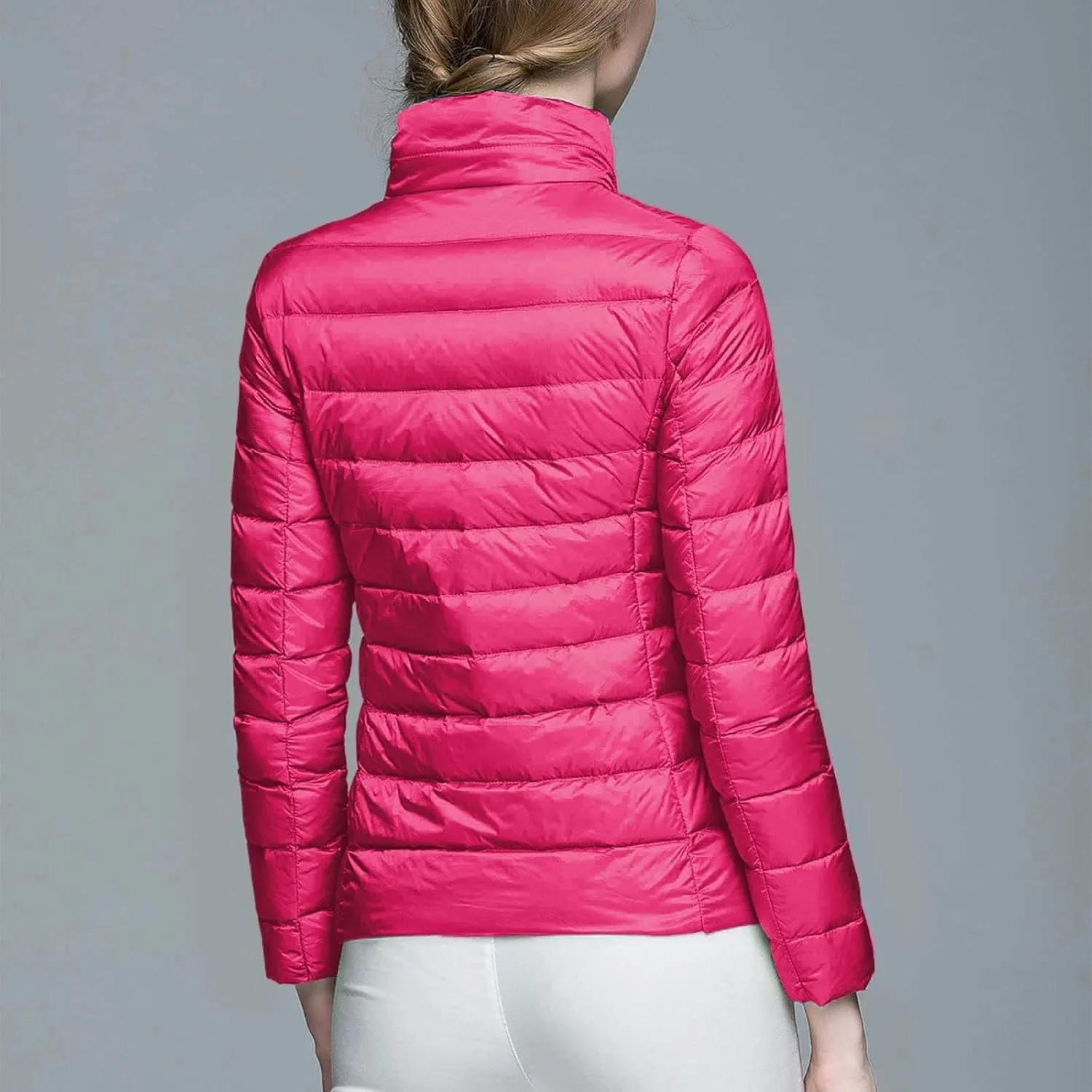 Lightweight Puffer Jacket Women Packable Down Puffy Coat with Hood Zip Warm Bubble Jackets Short 2024 Fall Winter