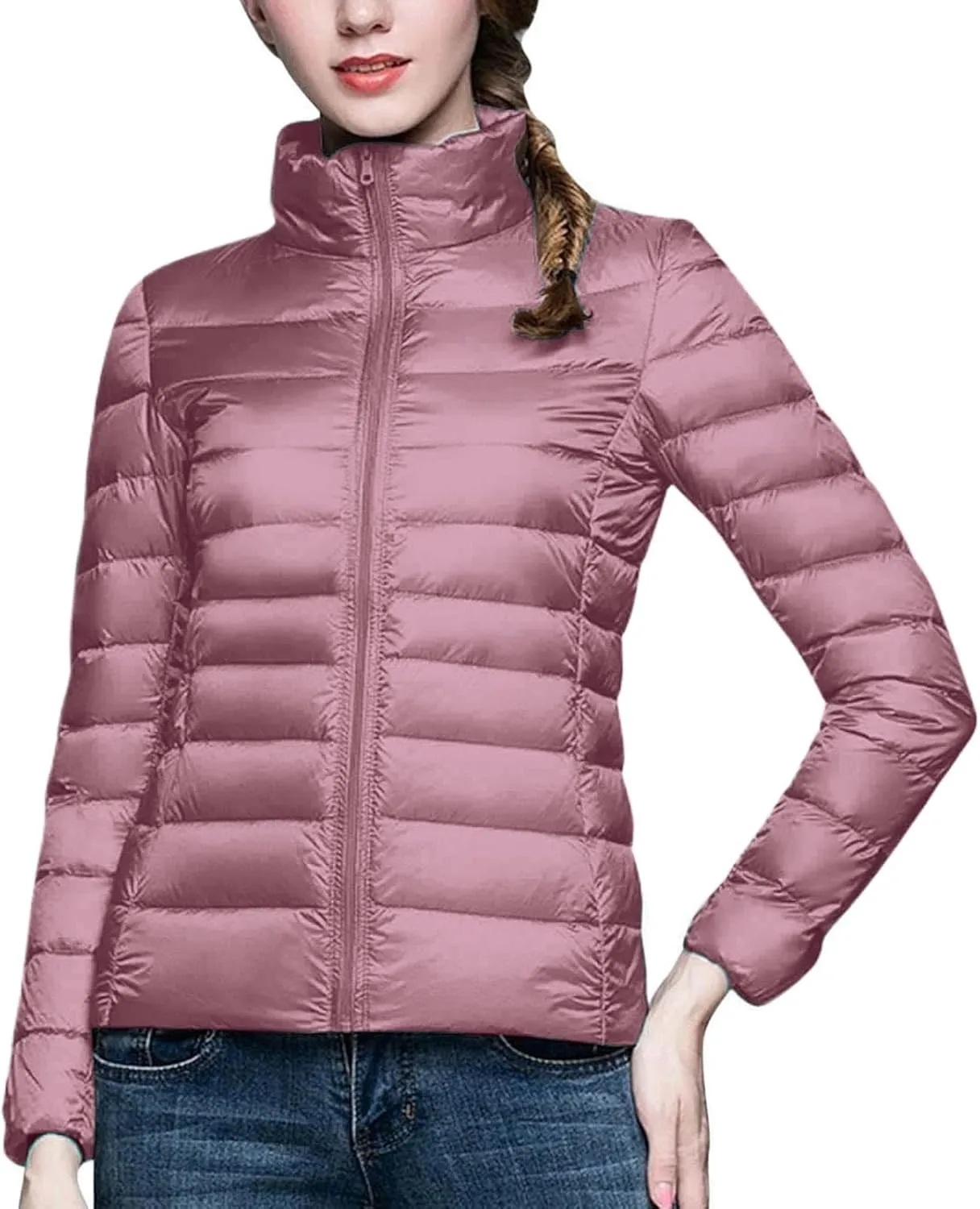 Lightweight Puffer Jacket Women Packable Down Puffy Coat with Hood Zip Warm Bubble Jackets Short 2024 Fall Winter