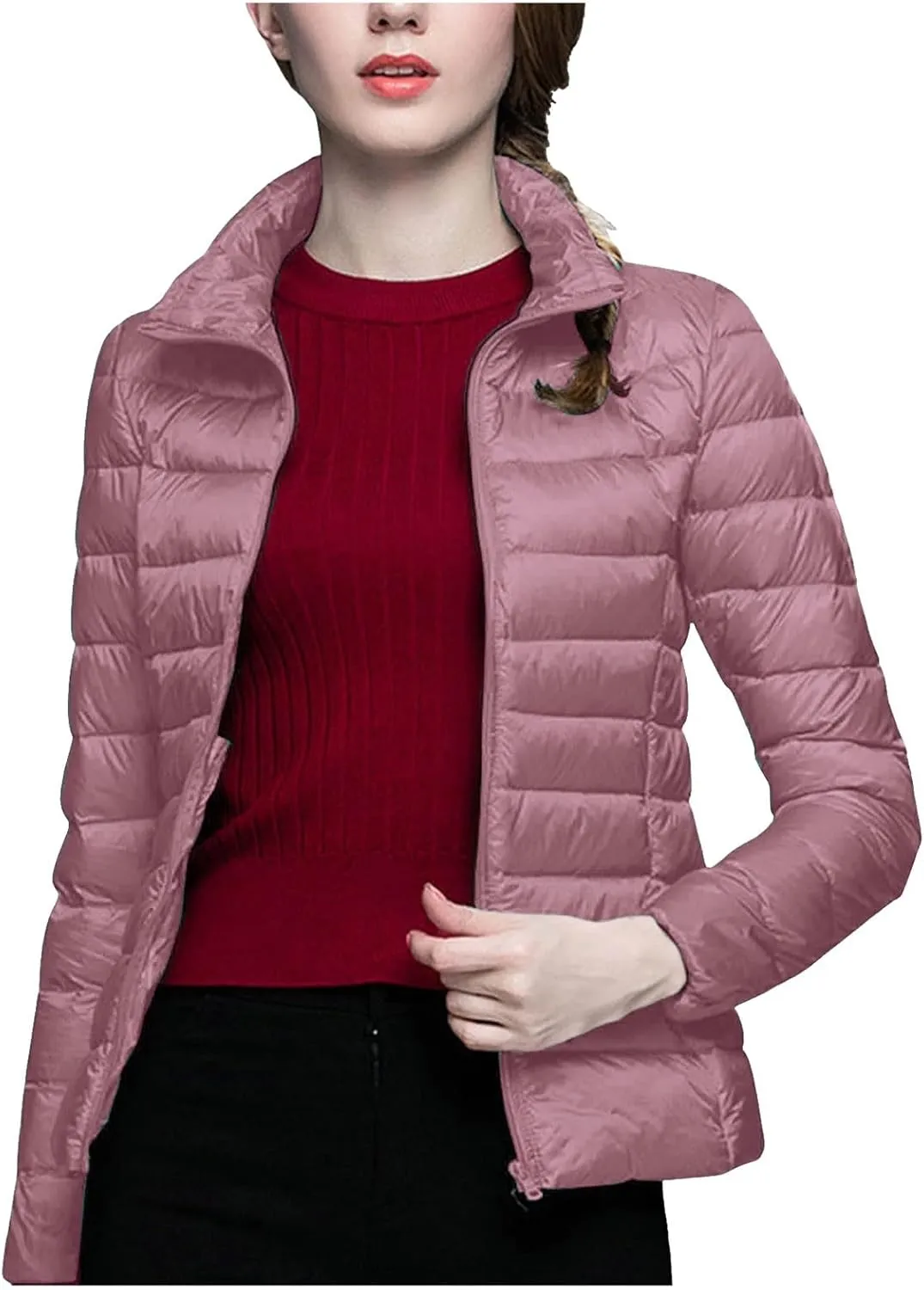 Lightweight Puffer Jacket Women Packable Down Puffy Coat with Hood Zip Warm Bubble Jackets Short 2024 Fall Winter
