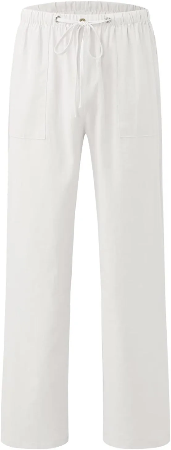 Linen Pants Women 2025 Casual Hight Waist Drawstring Joggers Plus Size Loose Wide Leg Baggy Summer Solid Linen Pants