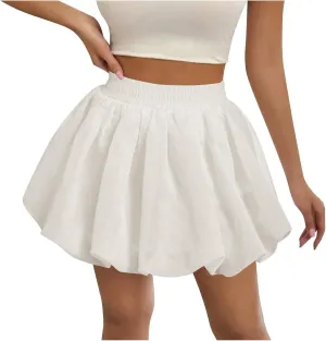 Lmdudan 2025 Bubble Skirt for Women Boho High Waisted Ruffled Cute Casual Dressy Mini Skirts Summer Going Out Skirts