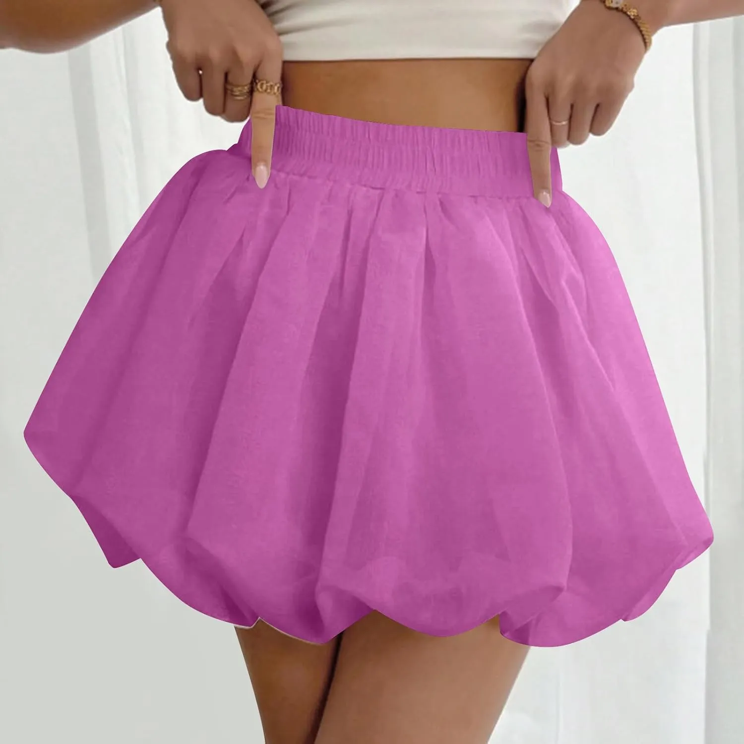 Lmdudan 2025 Bubble Skirt for Women Boho High Waisted Ruffled Cute Casual Dressy Mini Skirts Summer Going Out Skirts