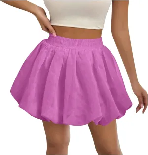 Lmdudan 2025 Bubble Skirt for Women Boho High Waisted Ruffled Cute Casual Dressy Mini Skirts Summer Going Out Skirts