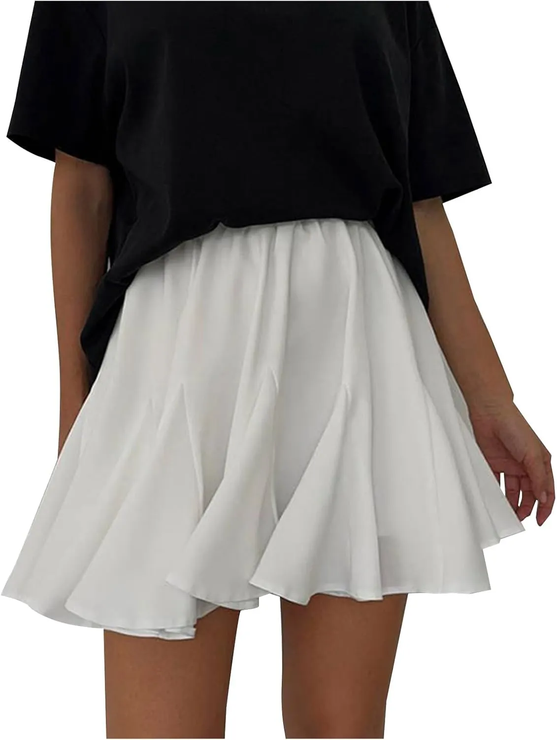 Lmdudan 2025 Summer Pleated Skirt for Women Casual Boho Ruffle Mini Skirts High Waist Skirts Athletic Tennis Shorts Skirt
