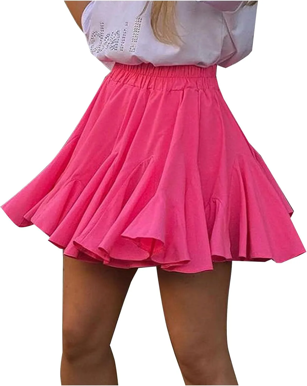 Lmdudan 2025 Summer Pleated Skirt for Women Casual Boho Ruffle Mini Skirts High Waist Skirts Athletic Tennis Shorts Skirt