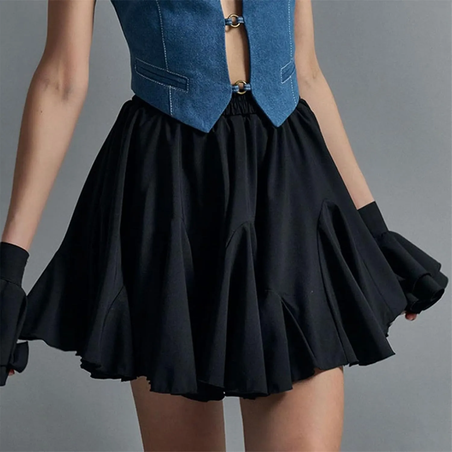 Lmdudan 2025 Summer Pleated Skirt for Women Casual Boho Ruffle Mini Skirts High Waist Skirts Athletic Tennis Shorts Skirt