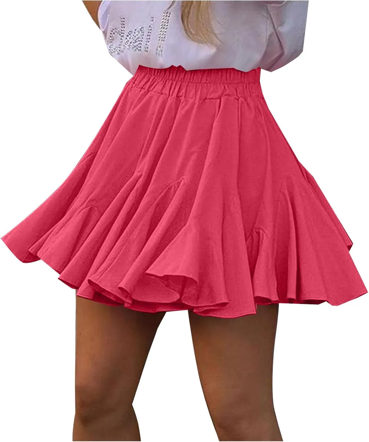 Lmdudan 2025 Summer Pleated Skirt for Women Casual Boho Ruffle Mini Skirts High Waist Skirts Athletic Tennis Shorts Skirt