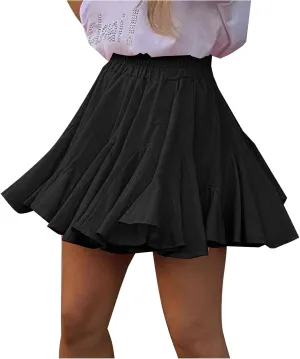Lmdudan 2025 Summer Pleated Skirt for Women Casual Boho Ruffle Mini Skirts High Waist Skirts Athletic Tennis Shorts Skirt