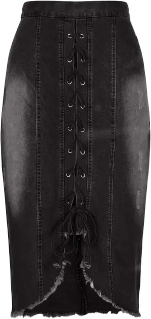 Lmdudan Denim Skirt for Women Sexy Strap High Waist Knee Length Skirts Casual Stretch Bodycon Pencil Jean Half Dress 2025