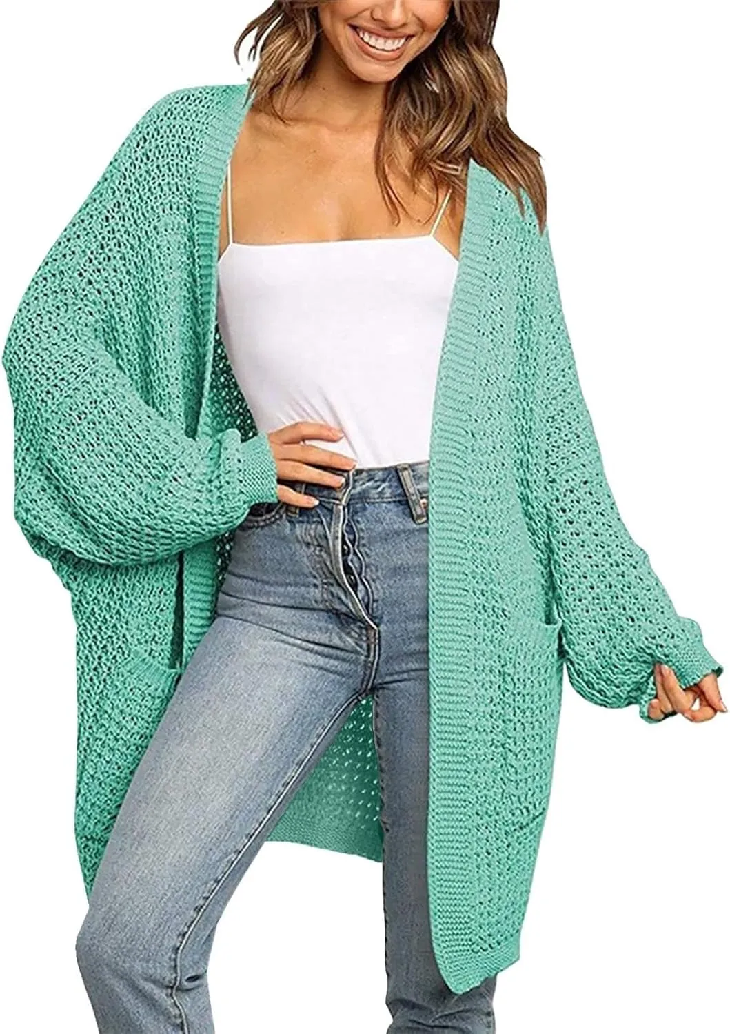 Long Cardigans for Women Long Sleeve Lightweight Cardigan Sweaters with Pockets Fall Open Front Chunky Knit Cardigan
