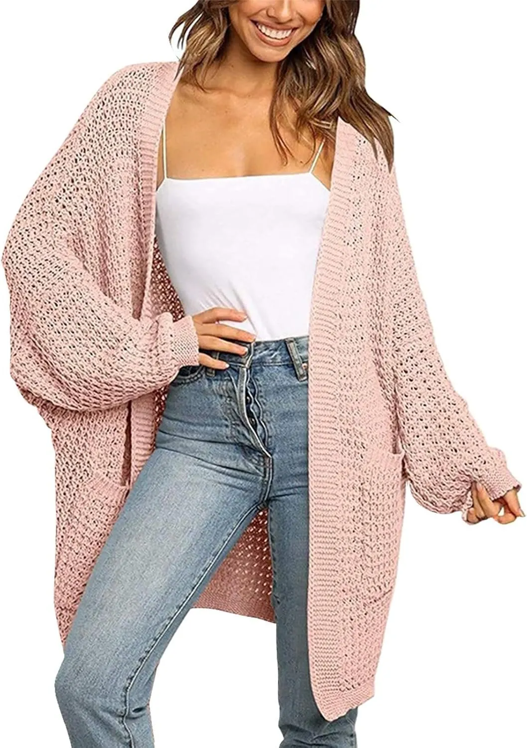 Long Cardigans for Women Long Sleeve Lightweight Cardigan Sweaters with Pockets Fall Open Front Chunky Knit Cardigan