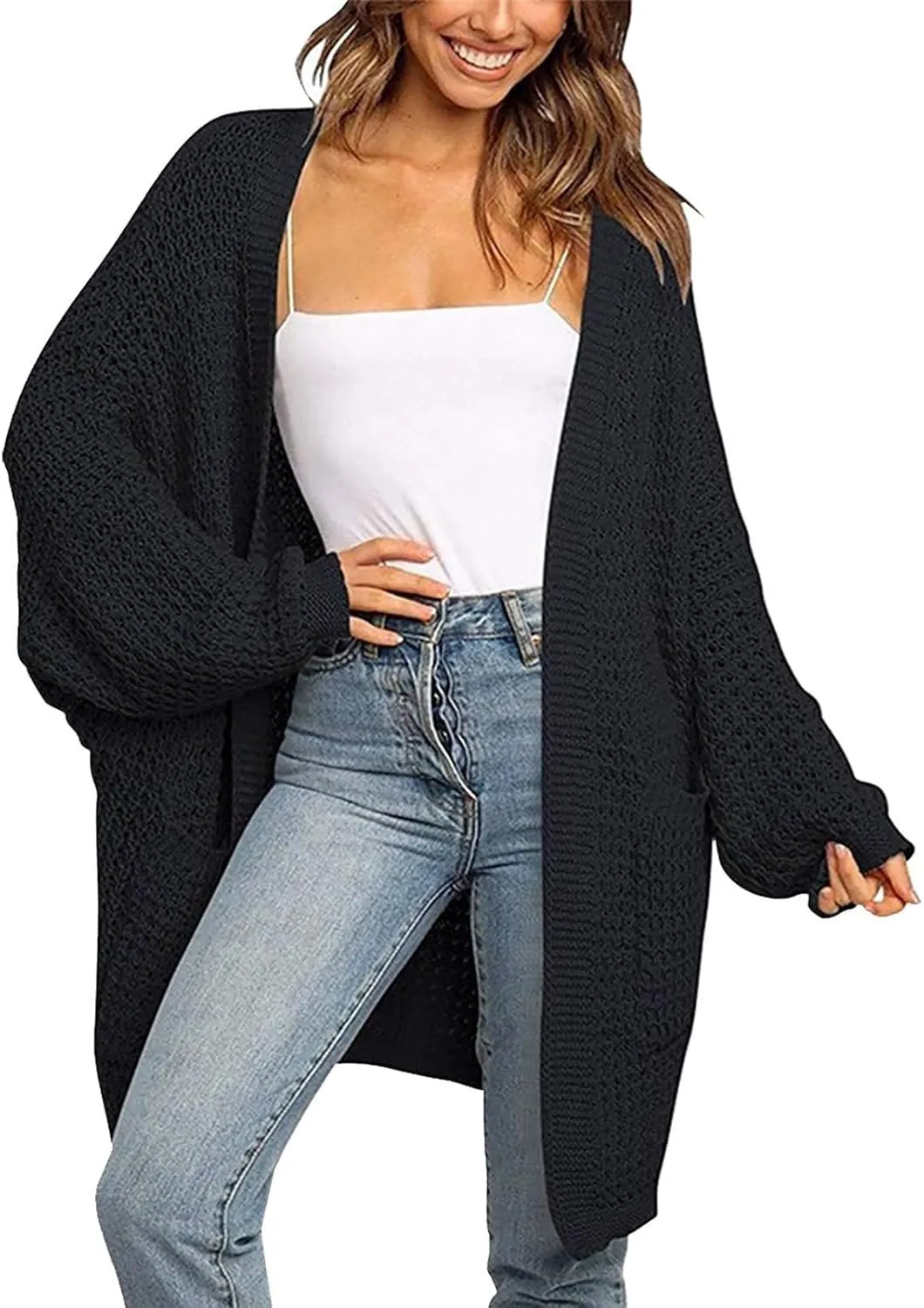 Long Cardigans for Women Long Sleeve Lightweight Cardigan Sweaters with Pockets Fall Open Front Chunky Knit Cardigan