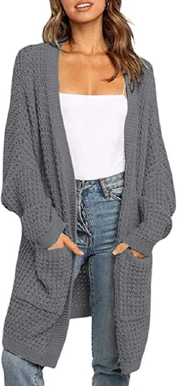 Long Cardigans for Women Long Sleeve Lightweight Cardigan Sweaters with Pockets Fall Open Front Chunky Knit Cardigan
