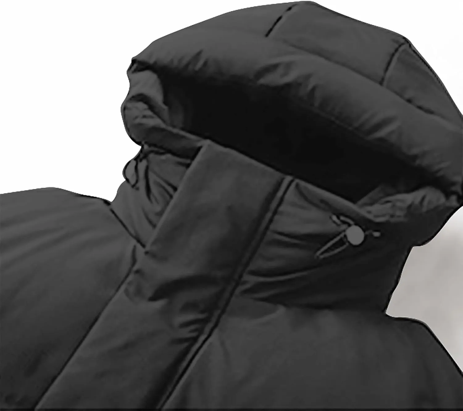 Long Down Puffer Coat Men Zip up Hooded Jacket Padded Quilted Jacket Windproof Winter Coat Thermal Outwear