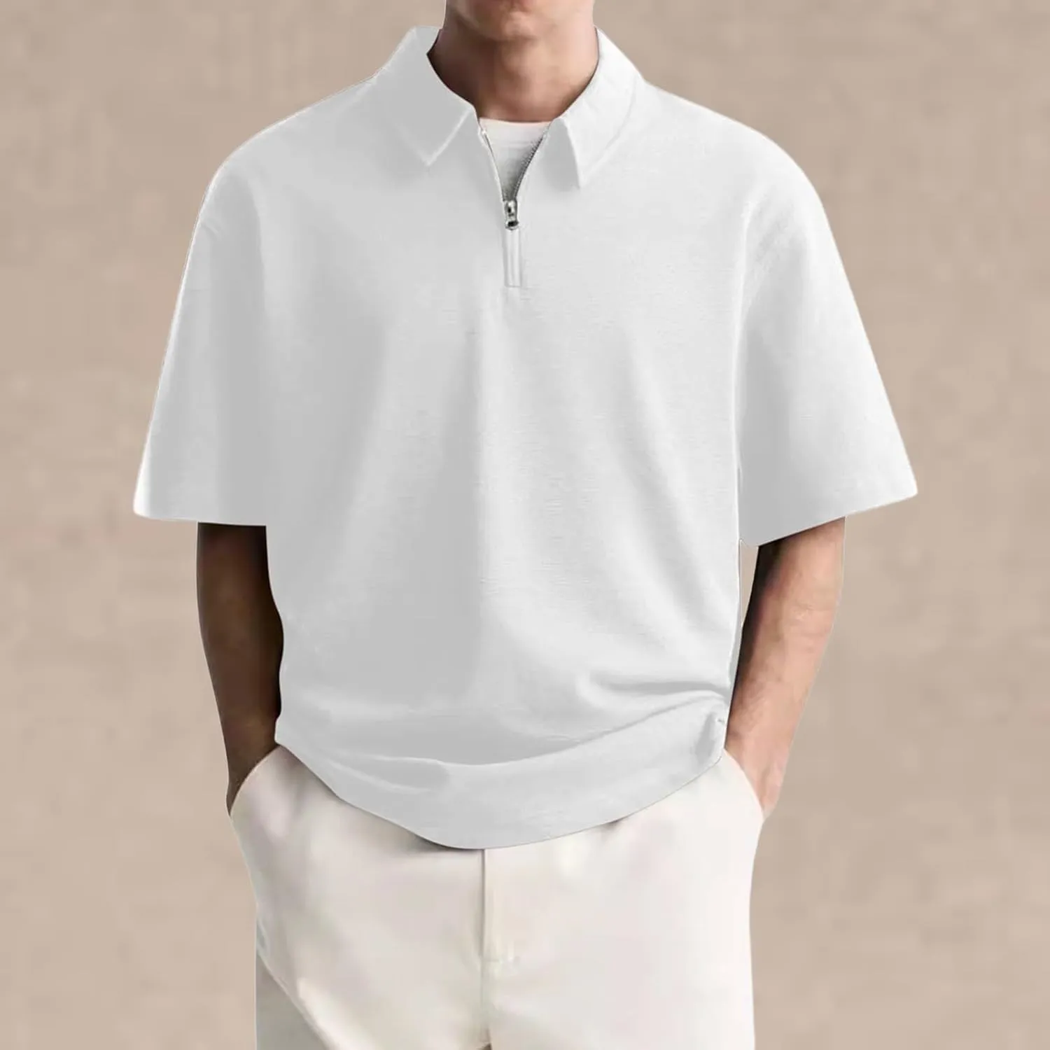 Loose Fit Collared Shirts for Men Short Sleeve Vacation Beach T-Shirts Oversized Summer Workout Streetwear Tops
